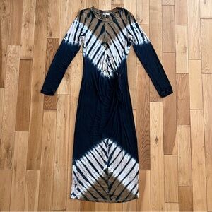 YOUNG FABULOUS & BROKE YFB Bennet Long Sleeve Ombre Tie Dye Dress Bodycon Size S